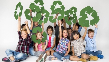 Kids with Recycle Symbols